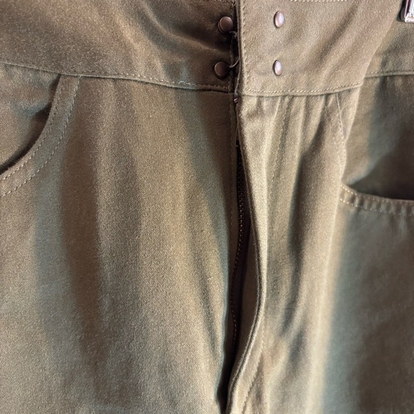 ISABEL MARANT Sz 42 Jessie Pants 100% Cotton Cropped Lace At Hem Olive Green - Picture 3 of 14